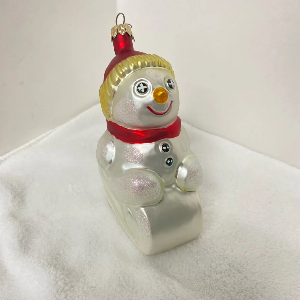 Department 56 Vintage Festive Snowman Sledding Christmas Ornament Whimsical